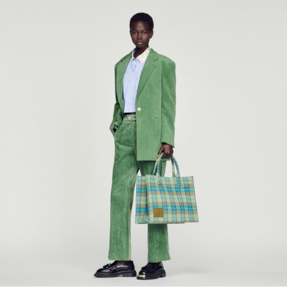 SANDRO Kasbah Wool Tote Bag- Green & Blue BRAND NEW with tags and dust bag